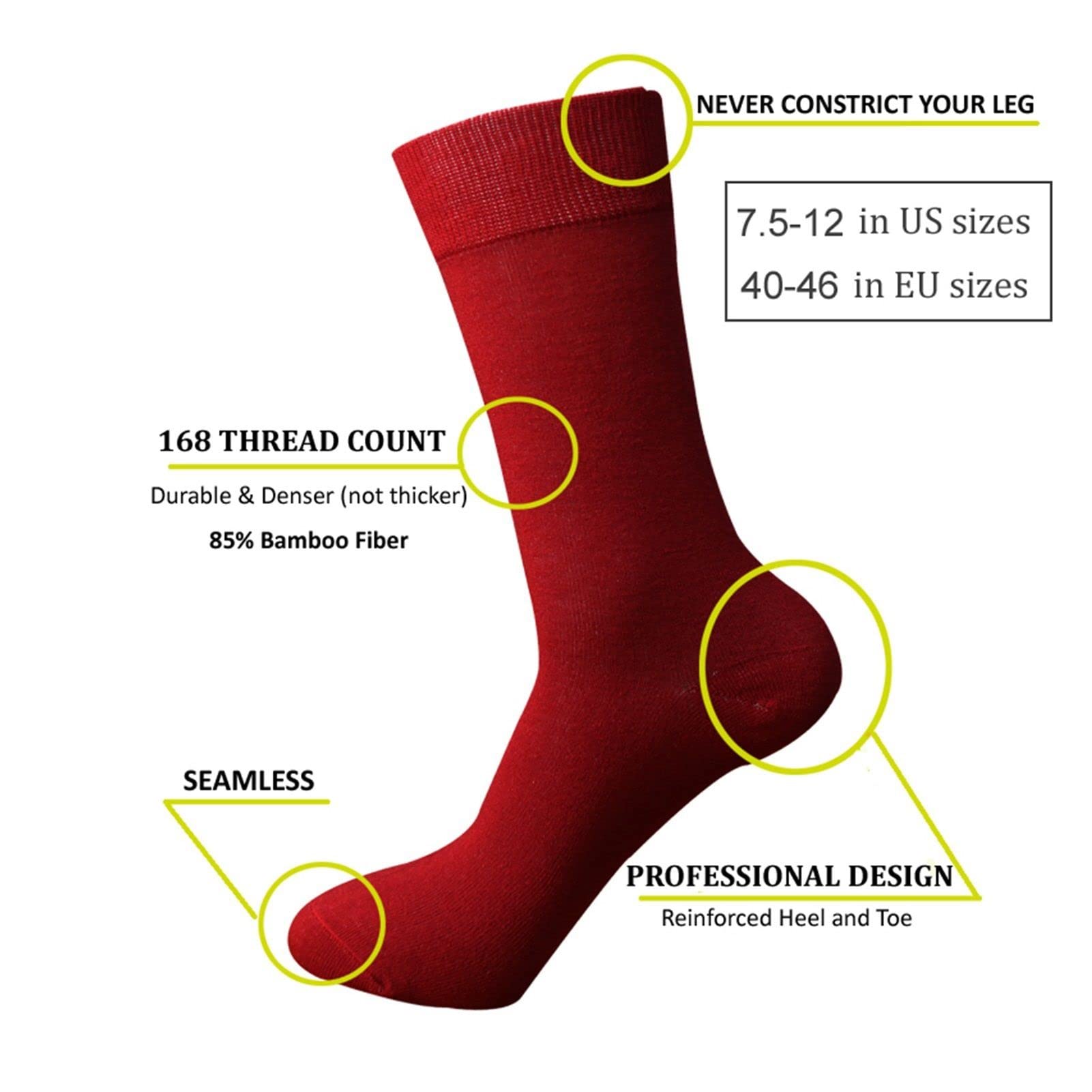 ZZSRJ Calcetines Rojos de los Hombres Vestido de Negocios Calcetines (6 Pares/Lote) (Color : 6Pairs, tamaño : EU40-46)