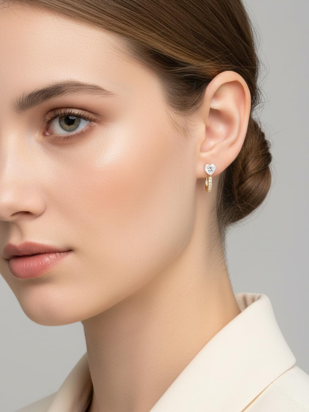 Moissanite/Sapphire/Ruby/Emerald 15mm Tiny Small Hoop Earrings for Women, Solid Sterling Silver with Gold Plated, Anniversary Christmas Birthday Valentines Jewelry for Her - Image 2