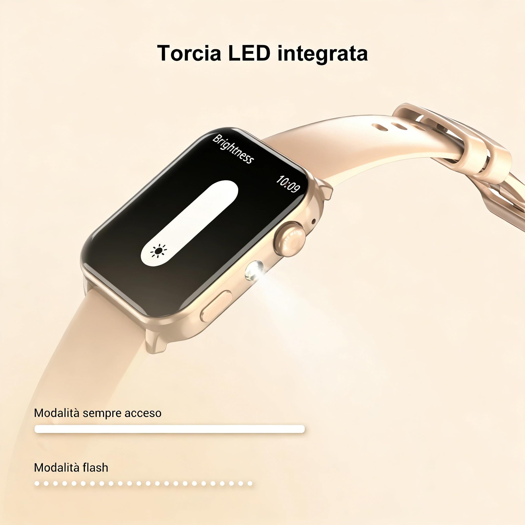 Smartwatch Donna, Orologio Smartwatch Intelligente con LED Torcia, Effettua/Risposta Chiamate, DIY Quadranti, 2 Cinturini, Contapassi, Monitor Sonno, Smart Watch Impermeabile IP68