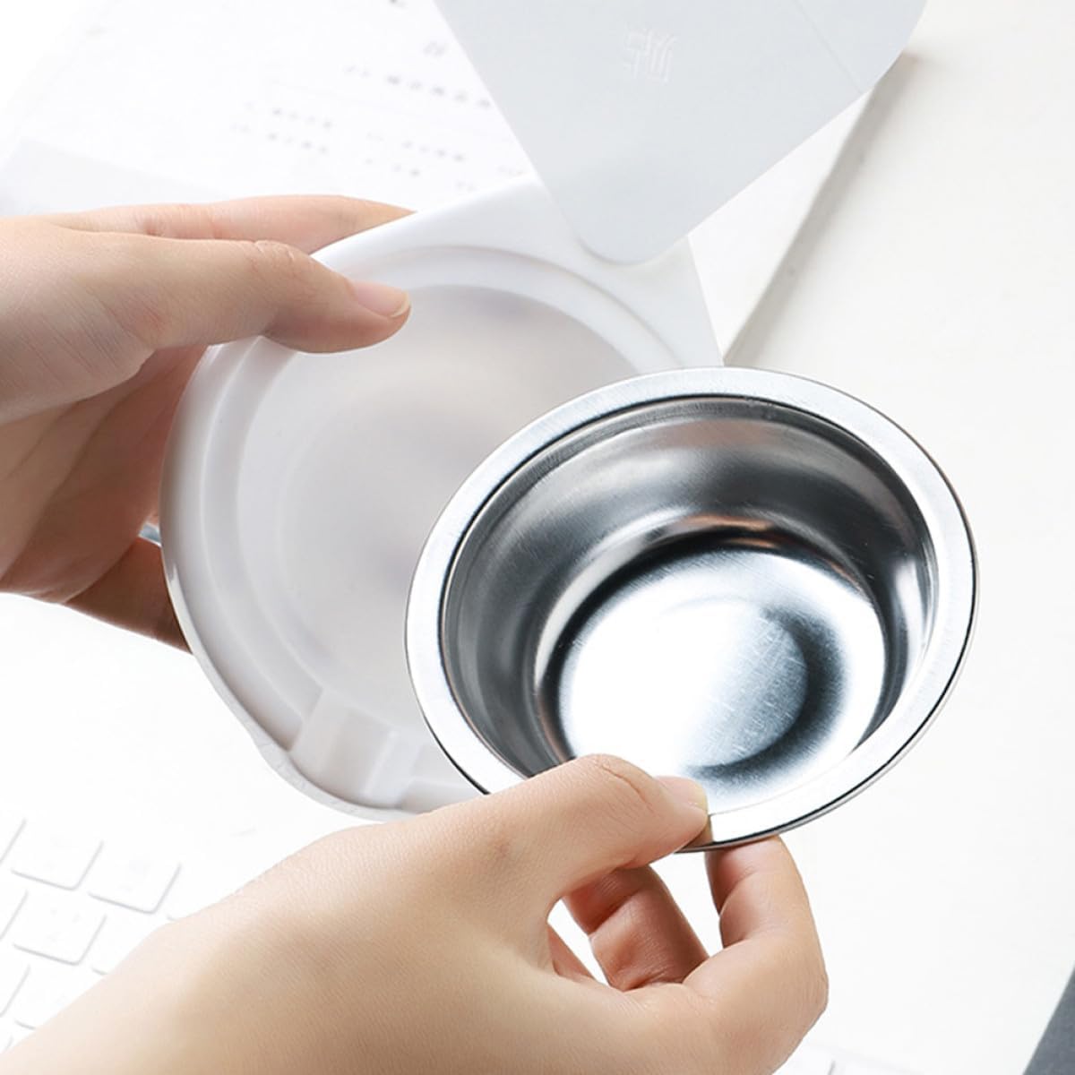 Yardwe Stainless Steel Hidden Ashtray with Cover, Self-Adhesive under Desk Ashtray for Smokers, Windproof Indoor Ash Container for Home and Office Use image 5