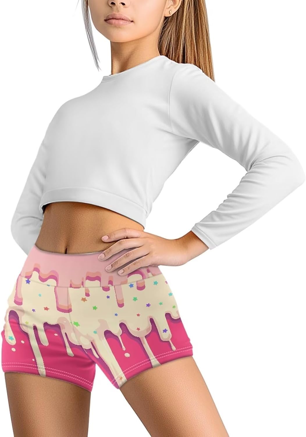 Girl's Yoga Shorts Leggings Slim High Waisted Athletic Shorts Kids Bike Dance Volleyball Gymnastics Shorts 5-14Y