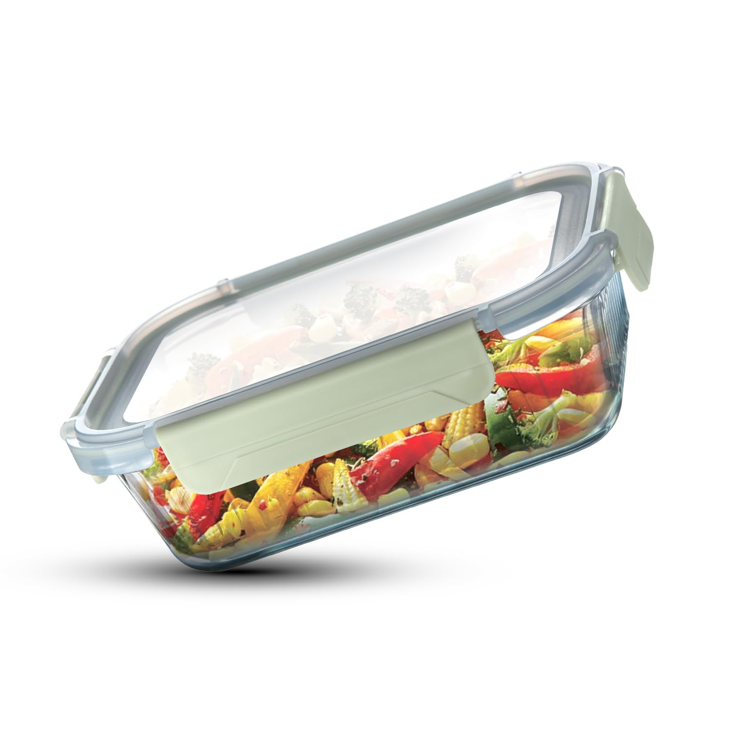 BERGNER Smart Lock Borosilicate Rectangular 370ml Food Container for Kitchen/Tiffin, Air-Tight Lid with Locking Tabs, Space Saving, Stackable, Microwave & Oven Safe, Food Safe, Dishwasher Safe, Green (B0D8KVJG6N) Amazon Price History, Amazon Price Tracker