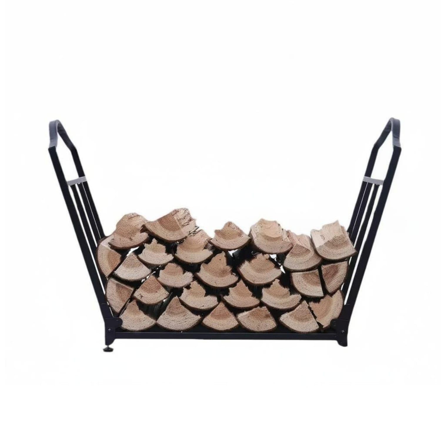 Firewood Storage Rack Indoor and Outdoor Use Firewood Rack Stable Log Storage for, Living Room, Black-image-38