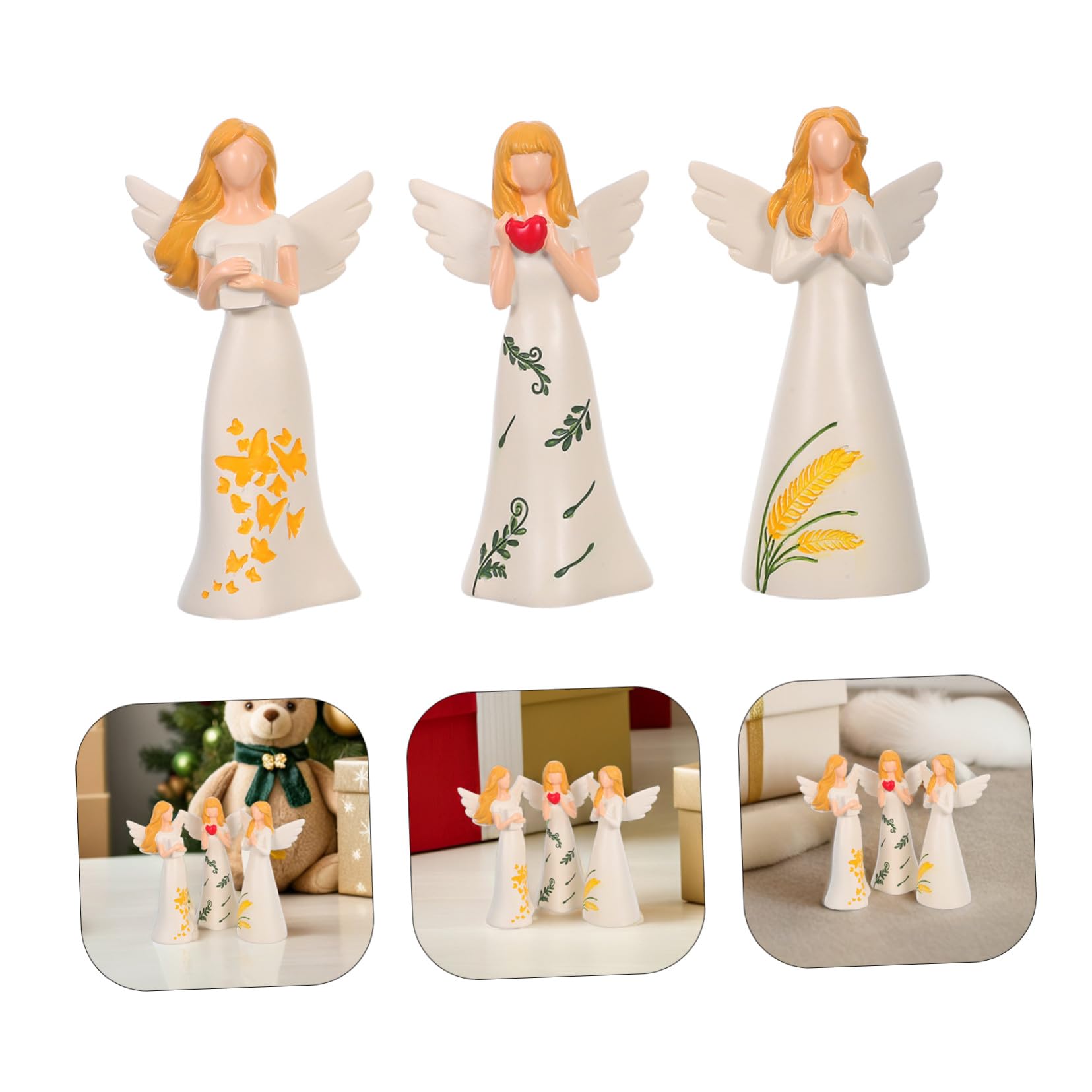 GLEAVI 3 Piezas De Ángel Navideño para Decoración del Hogar Adorno De Ángel De Acción De Gracias
