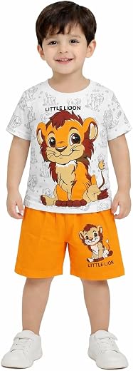 Kids Dress for Boys | Printed Round Neck Half Sleeve T-Shirt and Short Pant Set | Soft Cotton Summer Casual Clothing Combo...