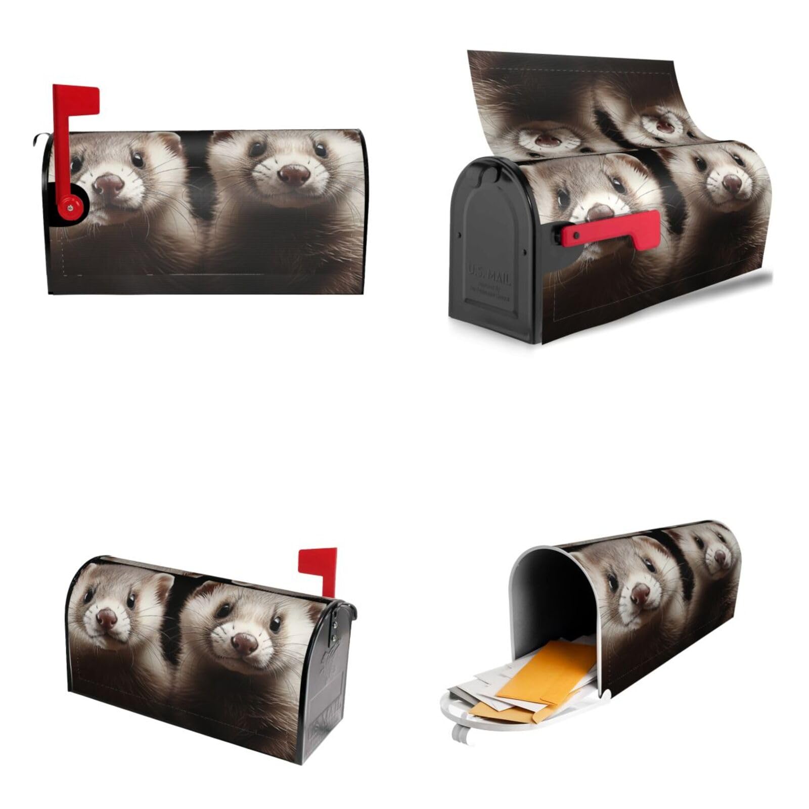 Ferrets Mailbox Covers Magnetic Wraps Post Letter Box Cover Garden Home Decor 25.5x21 in