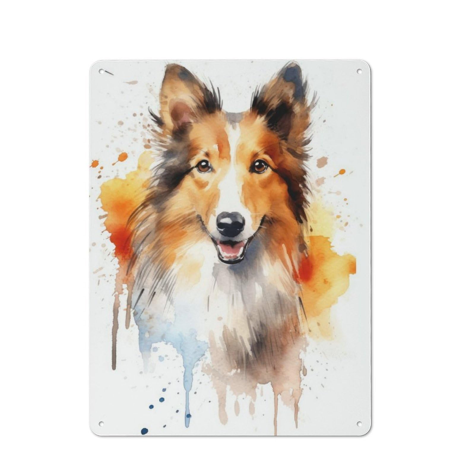 Junmoney Shetland Sheepdog Portrait Rustic Tin Wall Plaque 40X30cm For Guest Room Or Hallway, For Garage, Workshop And Man Cave Decoration