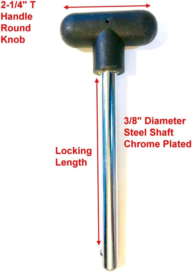 SBDs World Class Pin, Tensile - Universal Weight Stack Replacement SELECTOR Key - 3/8 Diameter | Detent Hitch PINS (Plastic T-Knob, 3/8" x 5-1/2" Locking Space)