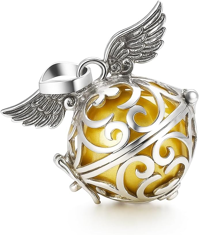 Kartini Studio Sterling Silver Harmony Ball Necklace, Angel Chime Pendant Necklace, Bola Chain Pendant, Angel Caller, Sterling Silver Chime Ball