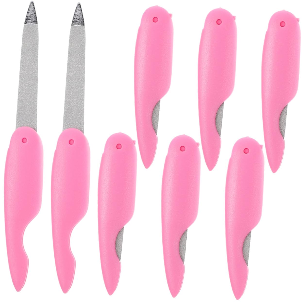 Lot de 8 Limes à Ongles Pliables en Métal Petites Incurvées, Mini Taille, Lavables, pour Manucure Professionnelle et Débutants, Usage Voyage et Soin des Ongles, Couleur Rose