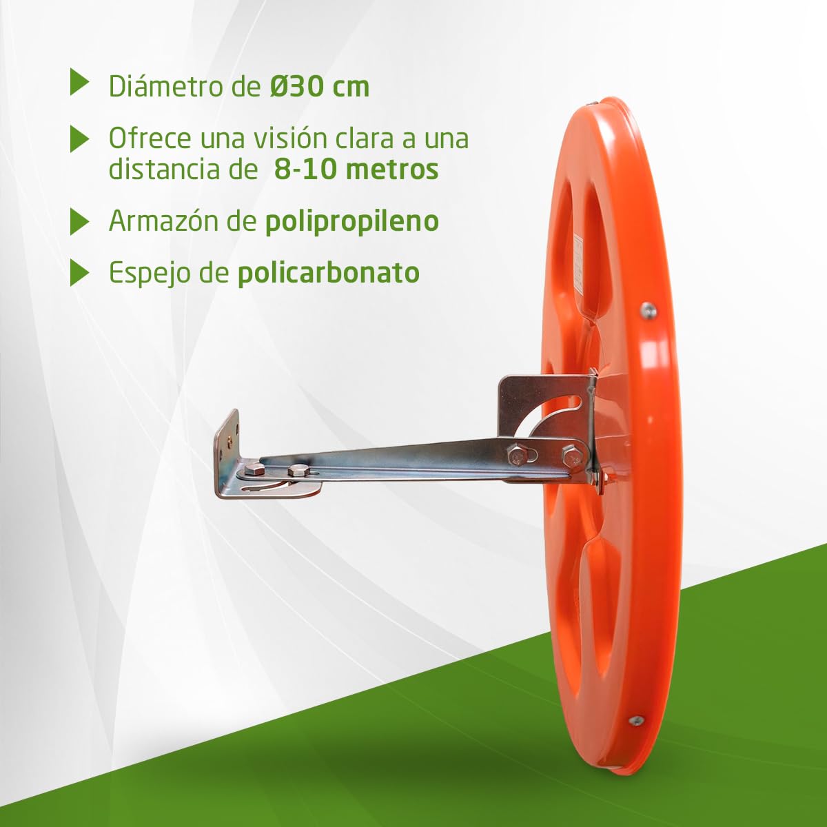 Amig - Espejo convexo de seguridad y vigilancia Ø30 cm de diámetro - Espejo de tráfico - Visión en ángulos muertos, columnas y esquinas en comercios y garajes - Color: Naranja