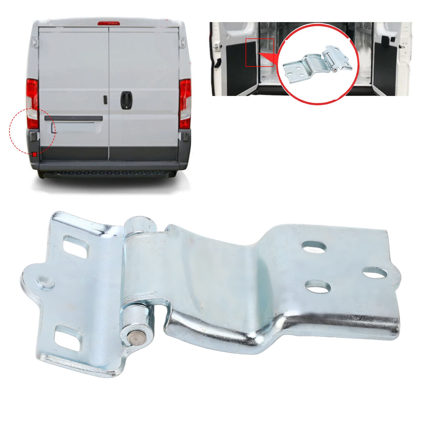 Jadeshay Rear Lower Left Driver Side Door Hinge, Silver, Metal, Unfinished, Compatible with Boxer 2006 to Onwards - Image 2