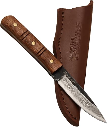 BraaiPlank BosLem 160mm Hammer-Forged Damascus Hunting Blade with Hardwood Handle & Sheath