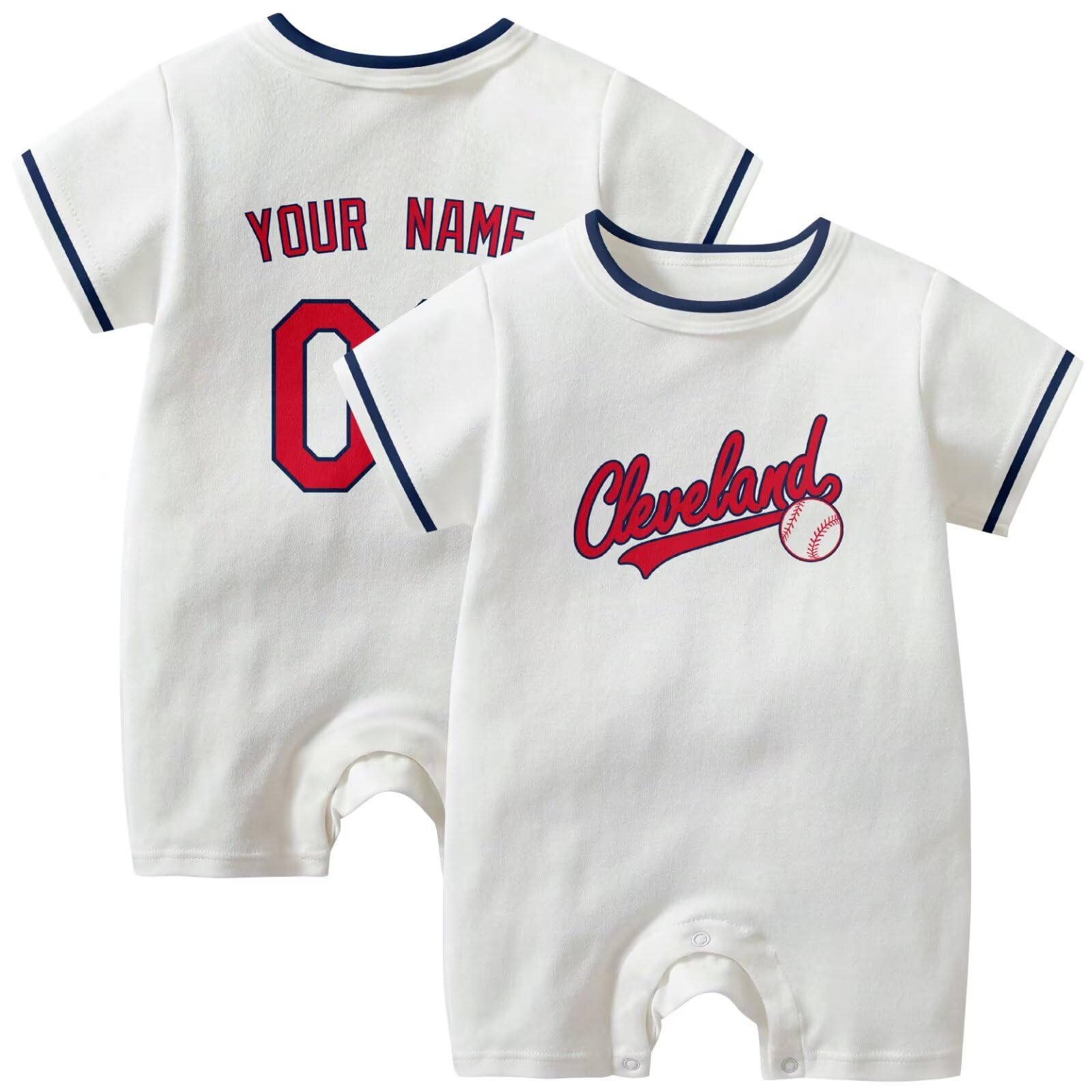 KREDE Baby Clothes Unisex White Bodysuit Rompers Custom Name Number for Baby Boys