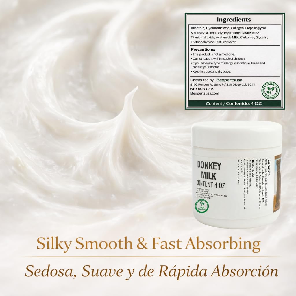 HIGH SUPREME Donkey Milk Face Cream(Leche de Burra) – 120g With Collagen & Hyaluronic Acid – Nourishing & Hydrating Moisturizer – For Sensitive, Dry & Mature Skin – Anti-Aging & Skin Renewal - Image 8