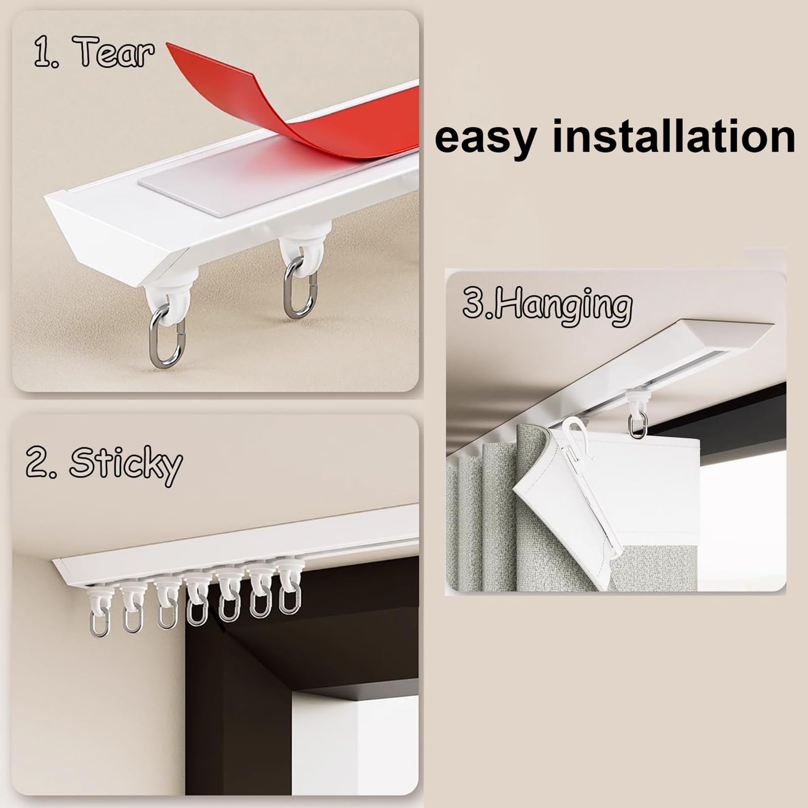 Système de tringle à rideaux double robuste - Roulettes silencieuses - Séparateur de pièce pour salon, chambre et dressing (2,1 m / 6,9 pi, noir) - Fonctionnement fluide et utilisation polyv