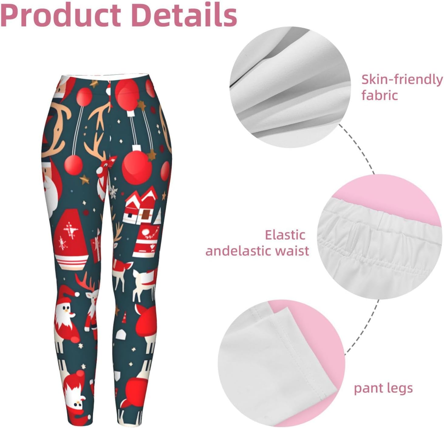 Merry Christmas Print Women's Leggings,Workout Pants for Women,for Gym,Running