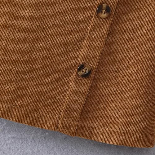 Image of Girls' 2 piece outfit Ribbed Mock Neck Tee and Solid Corduroy Pinafore Dress 2-8 Years