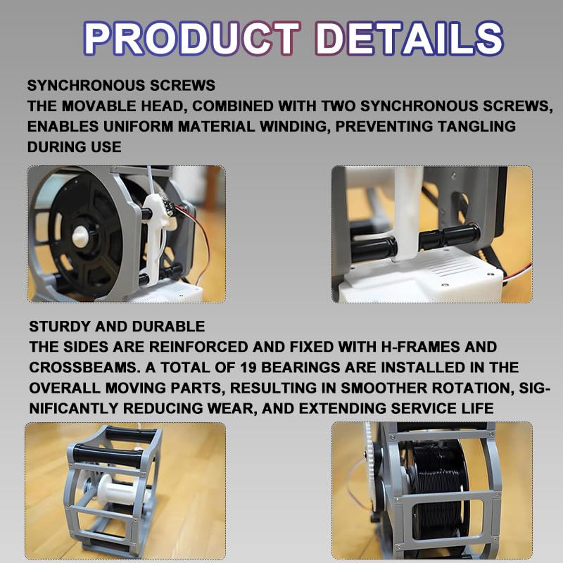 Elektryczna przewijarka, Auto Start Stop Spool Winder dla 1kg Reels, Stalowa rama, Bezplątany transfer do drukowania 3D, Przewód spawalny, Gwint do szycia