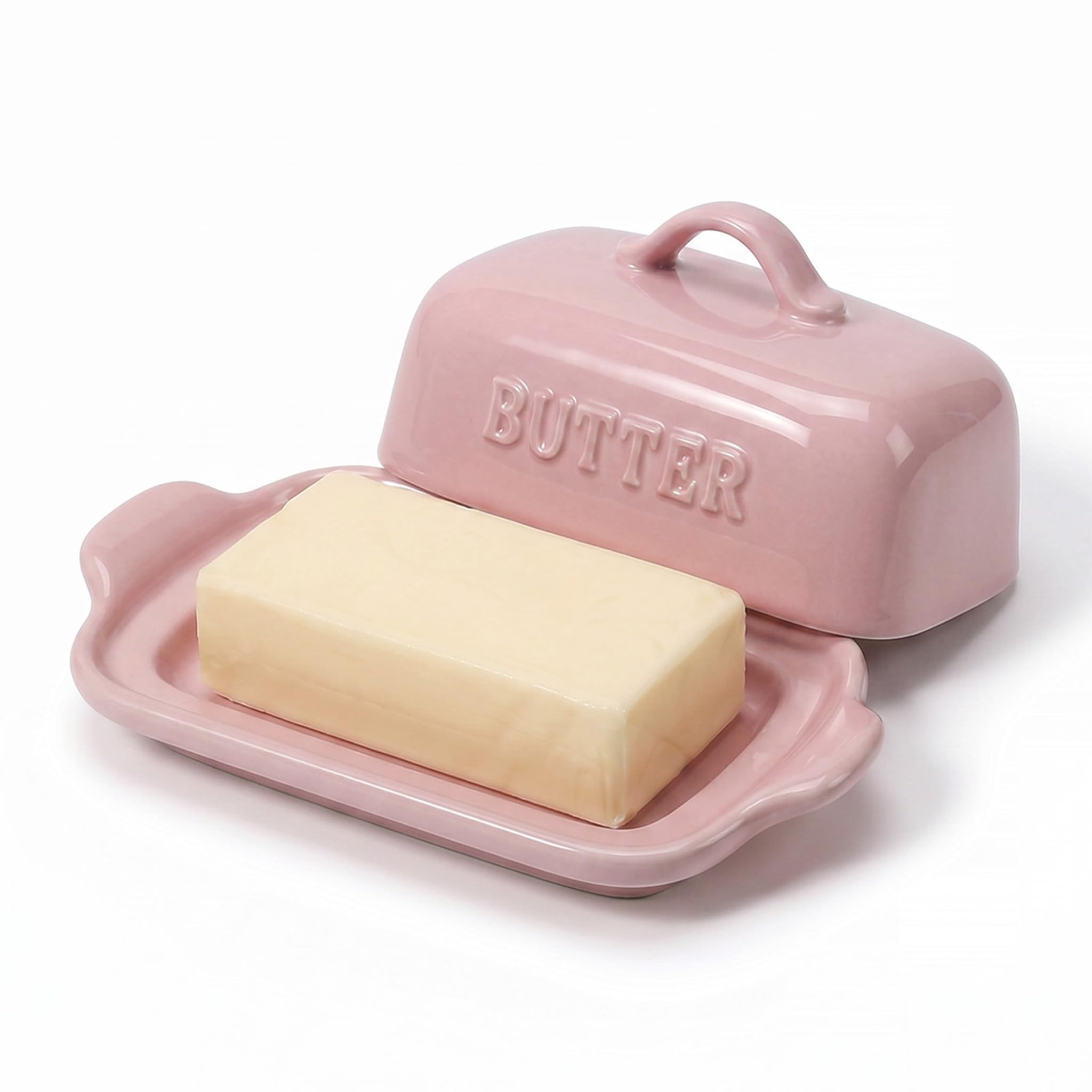 ADIVEE Porcelain Butter Dish with Lid for 250g Butter Block