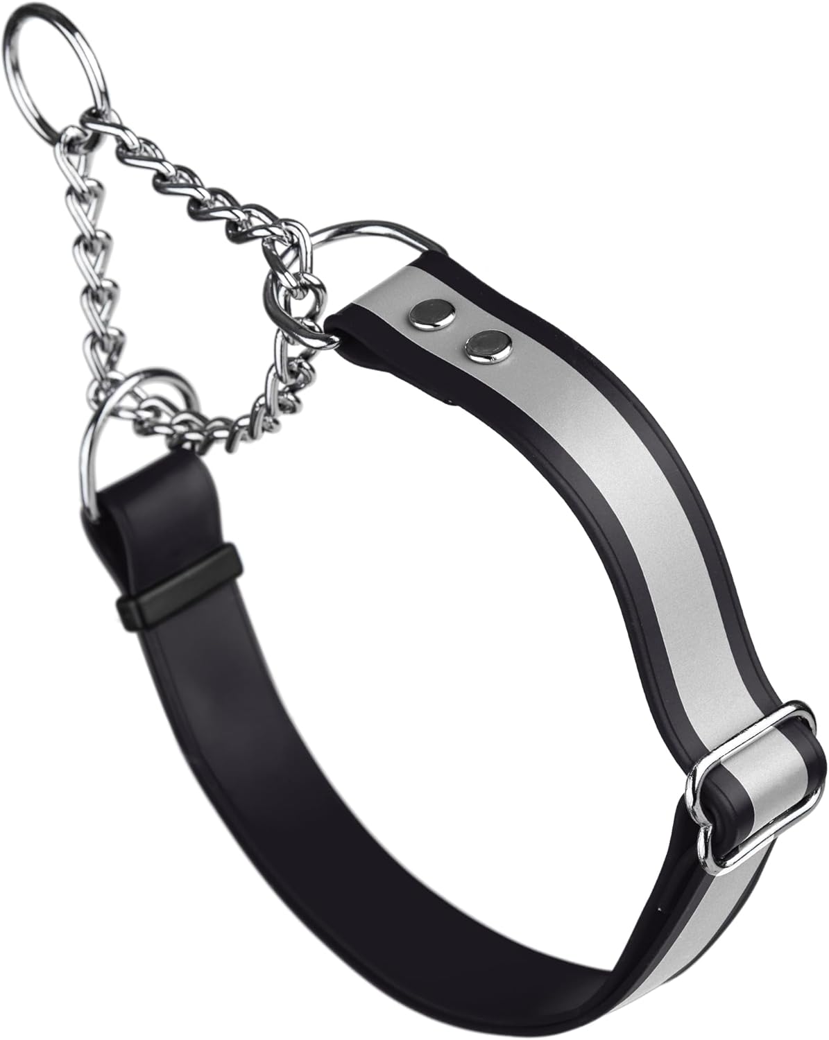 Dogline Martingale Waterproof BioThane Dog Collar – Premium Safety Adjustable Dog Collar with Reflective Strip – Dog Collar Herm Sprenger Assembly Chain – Comfortable and Lightweight – Easy to Clean