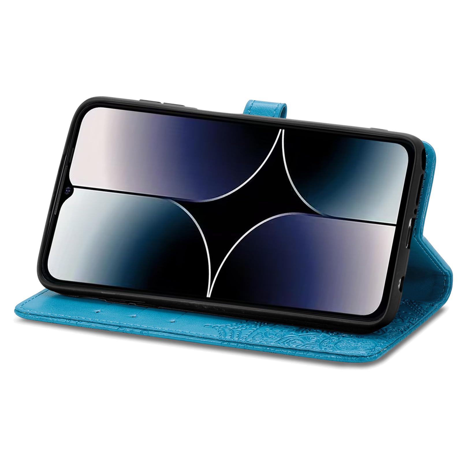 Fertuo Cover per Ulefone Note 16 Pro, Custodia Portafoglio a Libro in Pelle Flip Cover con Porta Carte, Chiusura Magnetica [Disegni di Mandala] Case Antiurto per Ulefone Note 16 Pro, Blu