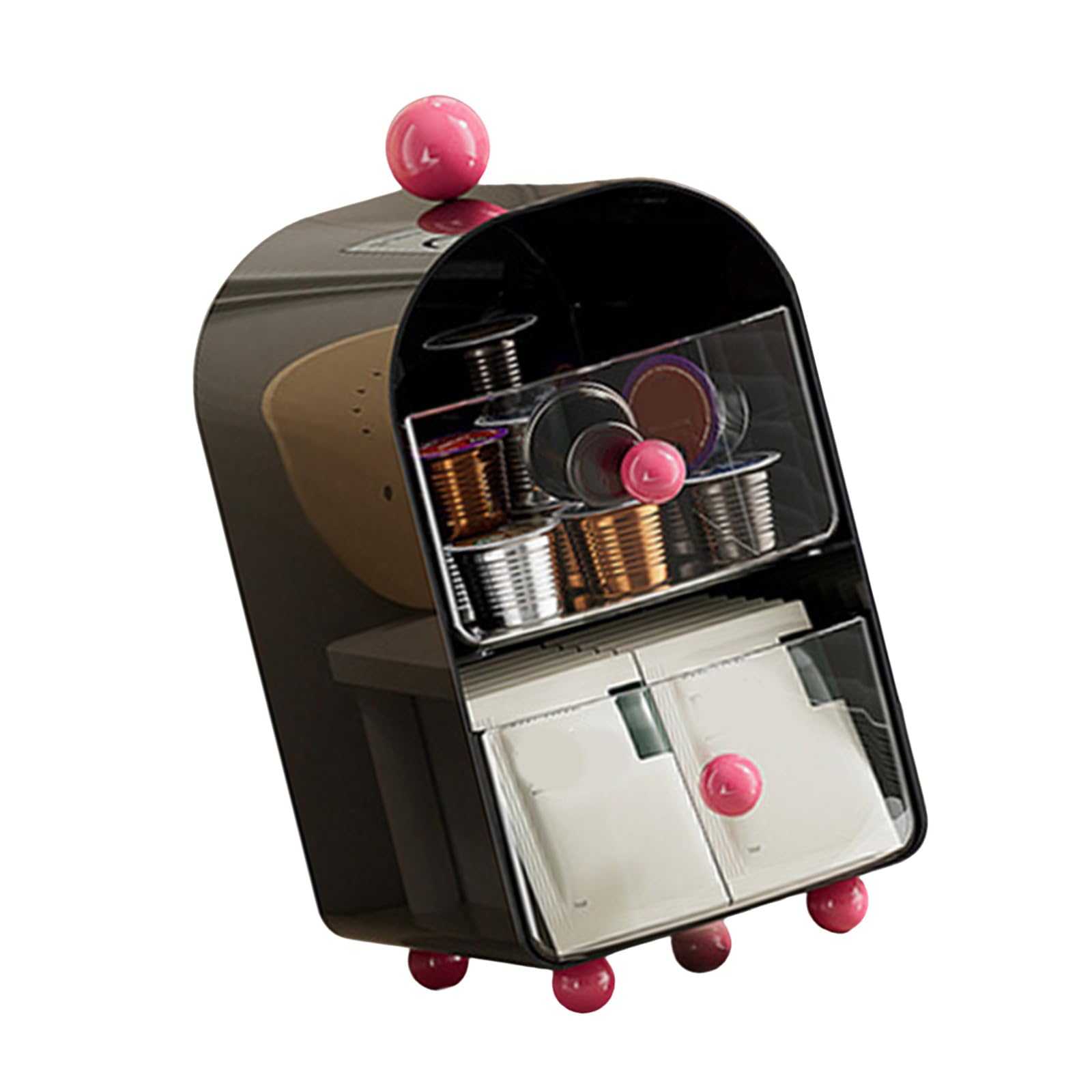 NEWFT Creamer Box with Drawer Cosmetics Holder Teas Bag Storage Solution for Kitchen Countertops and Desks Coffee Creamer Organiser