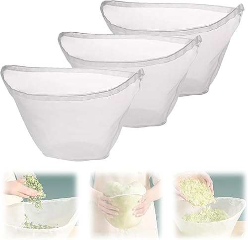 Bolsa de tela de queso para colar, 3 piezas de tela de queso reutilizable con bordes cerrados, tela de malla fina, bolsas de leche de soja, bolsas