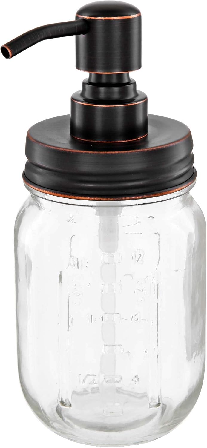 ALTGLAS Vintage Style Liquid Soap Dispenser from Retro Mason Jar Glass with Stainless Steel Pump 16oz/473ml (Black copper oil-rubbed)