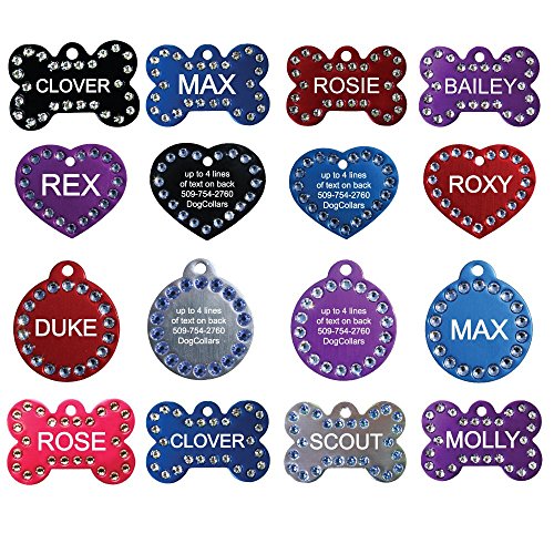 GoTags Custom Pet Tag – Personalized Pet ID Tags for Dogs with Engraved Swarovski Crystal, Dog ID Tags Personalized Engraved Stainless Steel in Heart, Bone, Round Shapes GoTags Custom Pet Tag – Personalized Pet ID Tags for Dogs with Engraved Swarovski Crystal, Dog ID Tags Personalized Engraved Stainless Steel in Heart, Bone, Round Shapes