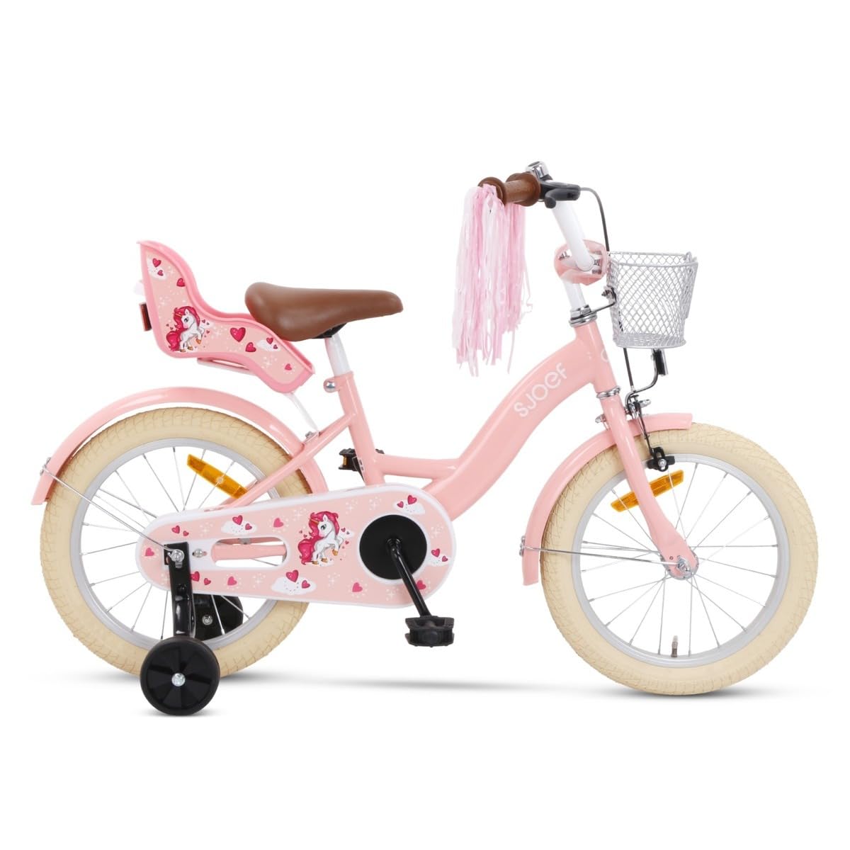 Dolly Kinderfahrrad 16 Zoll | Ab 4-6 Jahre | einfache Montage (95% vormontiert) | Kinder Fahrrad für Mädchen/Jugend | Kleidergröße von 103 bis 118 cm | inklusive Stützräder