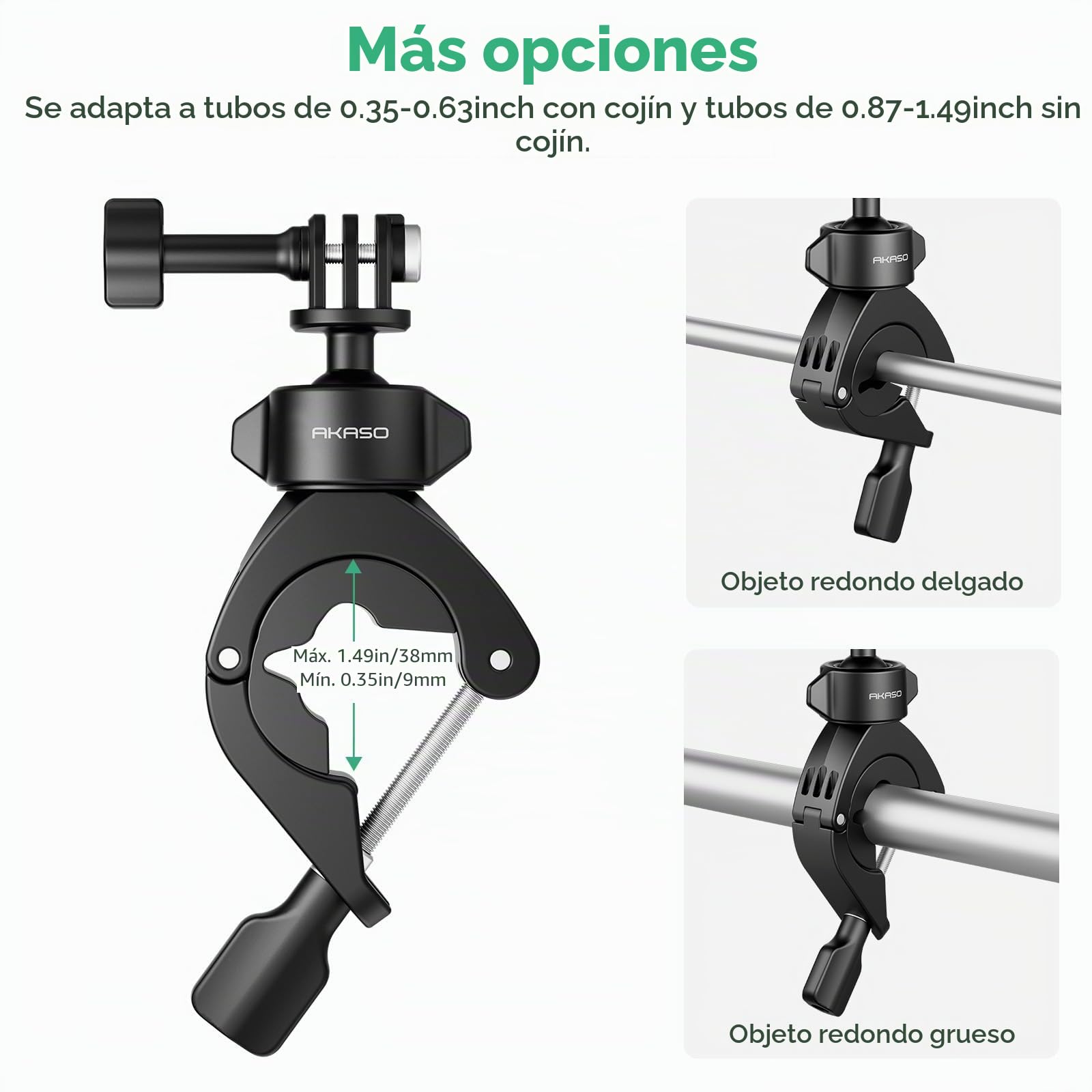 AKASO Soporte para Manillar de Motocicleta y Manillar de Bicicleta | Rotación de 360°, Compatible con Cámara deportiva AKASO EK7000/EK7000 Pro/Brave 4/4 Pro/Brave 7/7 LE/V50 X/V50 Elite
