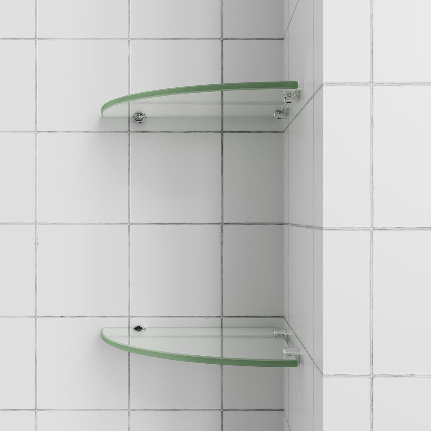 Glass Shower Caddy 2PCS, 10" Corner Shower Shelf, Wall Mount Bathroom Organizer 5/16 in Tempered Glass