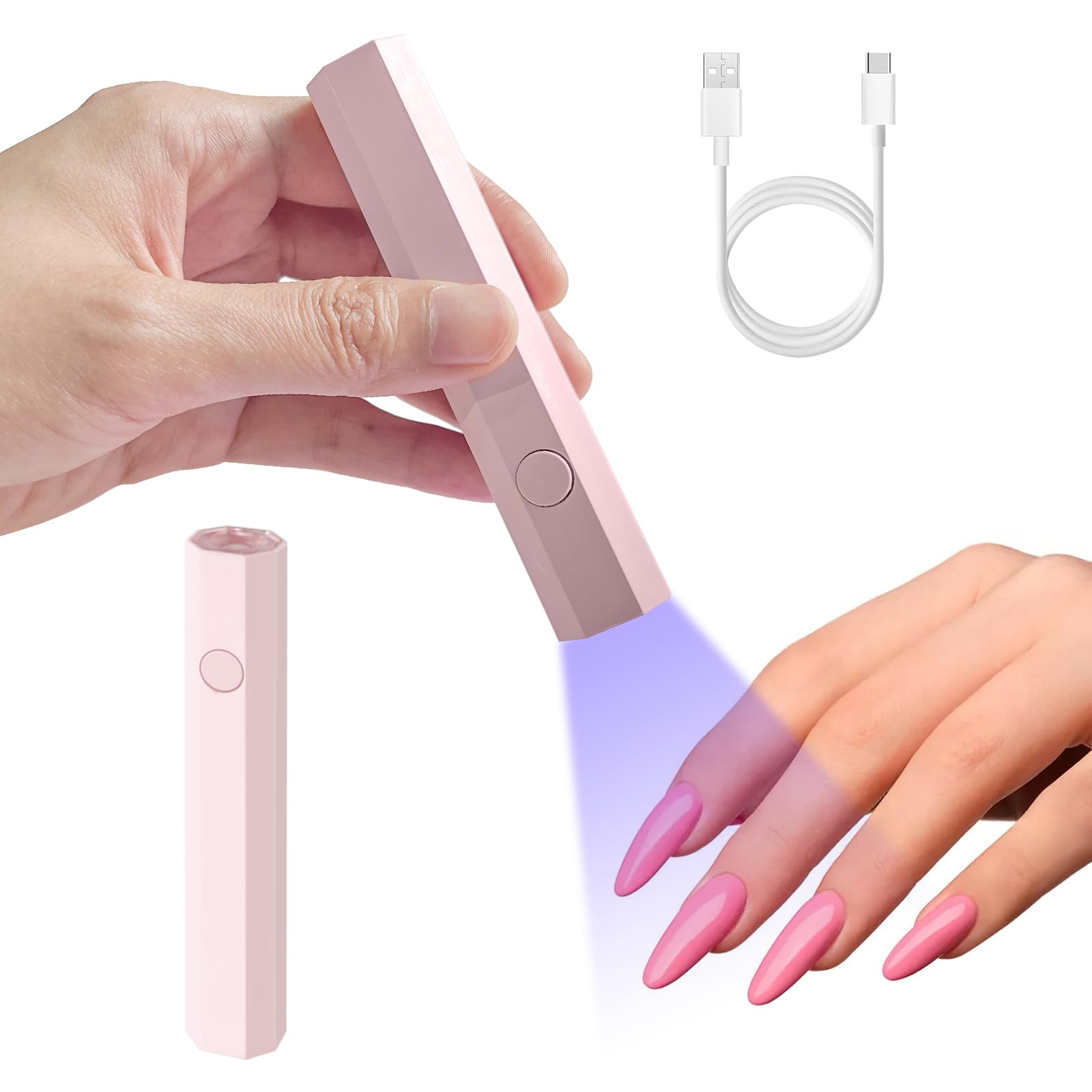 Mini lámpara UV para uñas, lámpara de uñas pequeña, secador de uñas para esmalte de uñas de gel, lámpara LED UV portátil de 3 W, modos de temporización, 20/60S, para Manicura