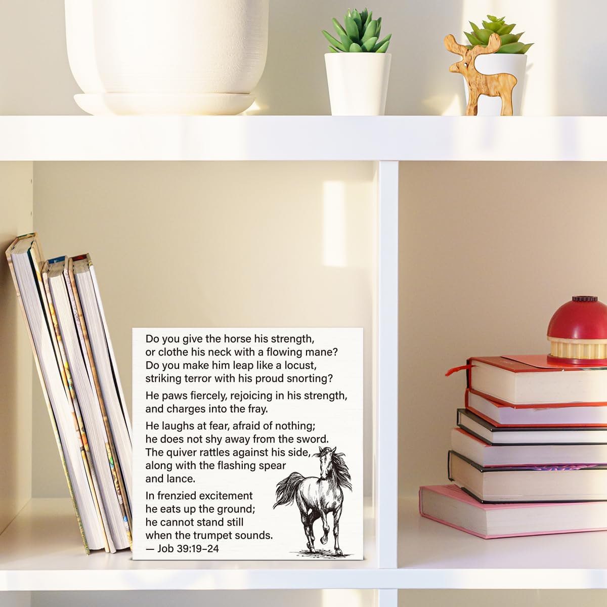 Religious Horse Decor Job 39 Bible Scripture Wooden Box Sign image 5