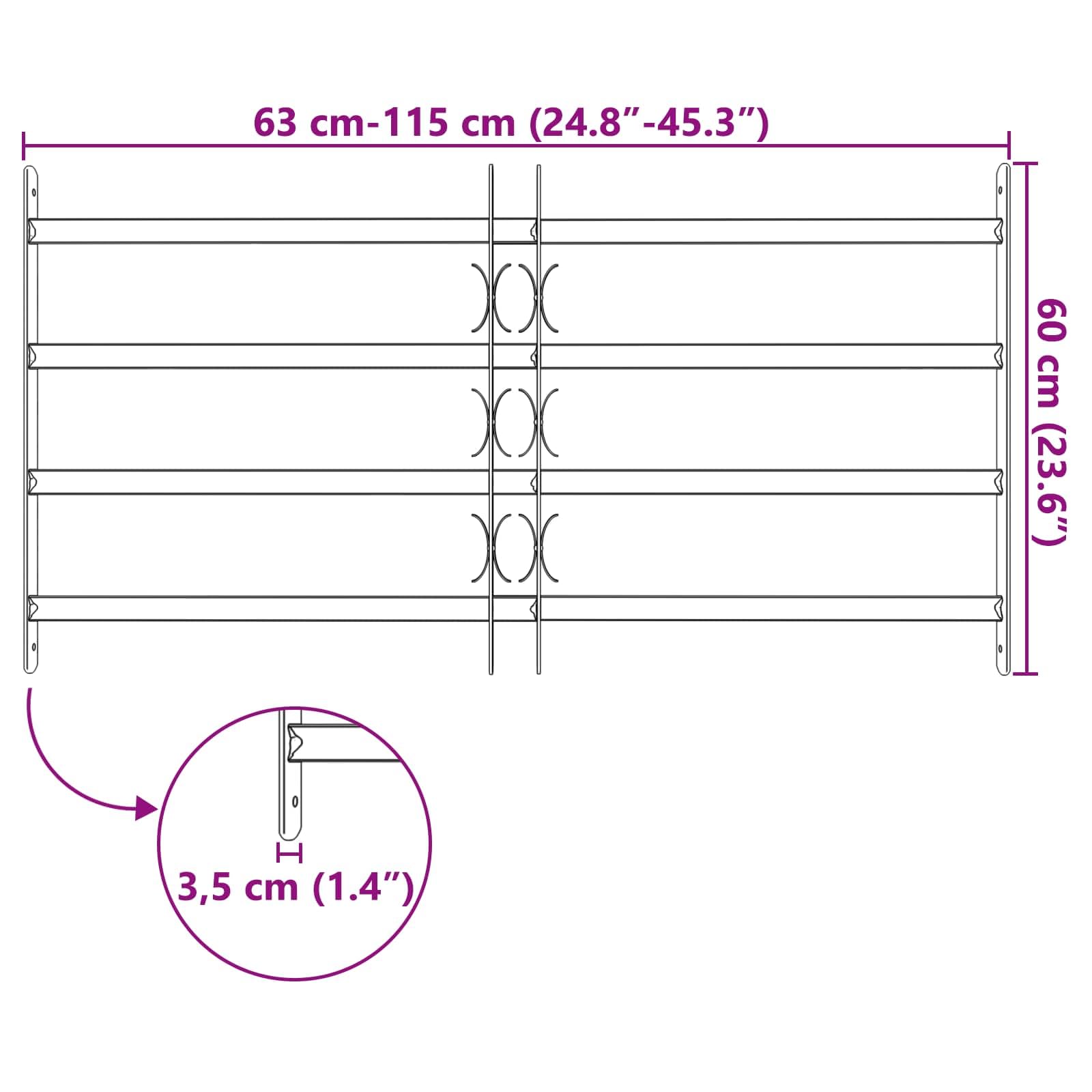 Générique Grille de Fenêtre Noir 115 x 60 cm Acier Enduit de Poudre,Quincaillerie,Matériaux de Construction,Fenêtres,Noir,7.76 KG,42020565