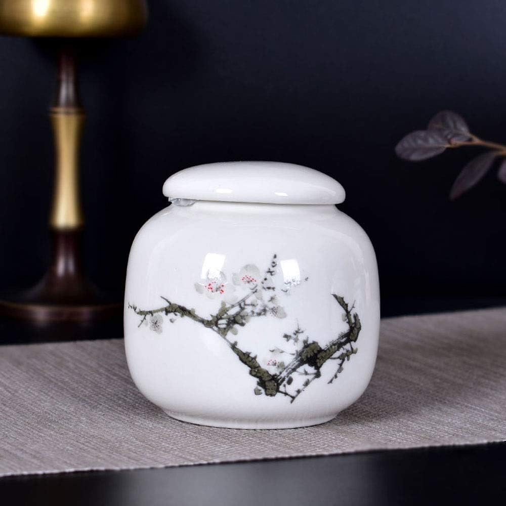 Ceramic Pet Urns for Ashes of Medium Animal Cans Pet Ash Box Store in Living Room Bedroom Winter Plum Flower Pattern