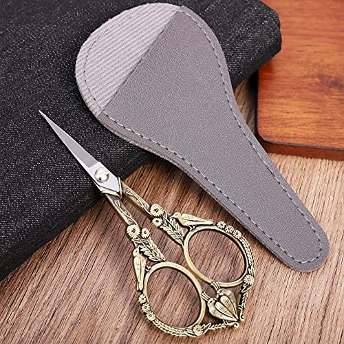 Hitopty Precision Embroidery Scissors – 4.6In Vintage Classic Straight Pointed Shears, Sharp Stainless Steel Small Detail Thread Snips For Needle Craft, Sewing, Decoupage, Yarn, Fabric – With Pouch #TOP1