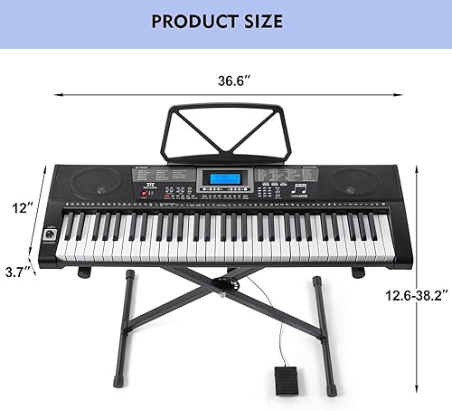 Miniatura 5 de MUSTAR MEKS-500 - Teclado de aprendizaje de 61 teclas con teclas iluminadas, teclado de piano eléctrico para principiantes, soporte, pedal,