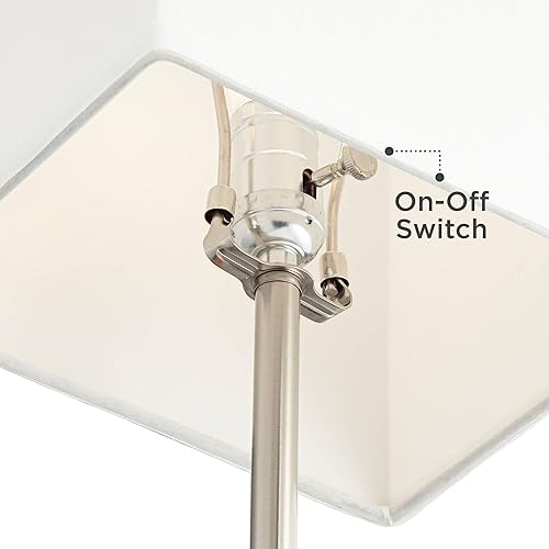 Miniatura 8 de 360 Lighting Franco - Juego de 2 lámparas de mesa minimalistas modernas de 26.5 pulgadas de alto con puertos de carga USB, níquel cepillado,