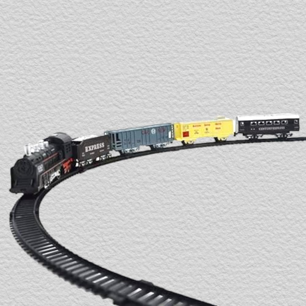 Jumboi Electric Black Train 19Pieces / 19 Pcs Engine Train Set Tracks and Signals Battery Operated Toy Set for Kids for Kids Boys and Girls (19 Pcs Train)