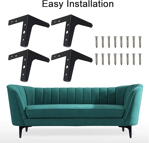 Miniatura 5 de Kyuionty Juego de 4 patas triangulares para muebles de 5 pulgadas, patas modernas de metal para armario, mesa, armario, sofá (negro mate)