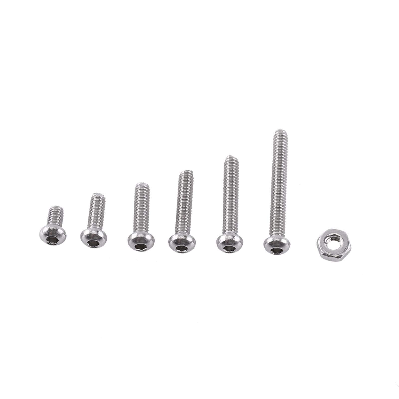 M2 Hex Socket Screws Bolt, 250pcs Bolt Socket Cap Screw Stainless Steel Nuts and Bolts Assortment Set with Hex Nuts Assortment A2 (B:?Button?Head)