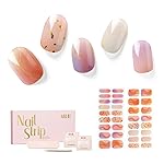 Nailog Semi Cured Gel Nail Strips 34 pcs | Long Lasting Nail Polish Sticker Wraps with Glossy Gel Finish | Twilight