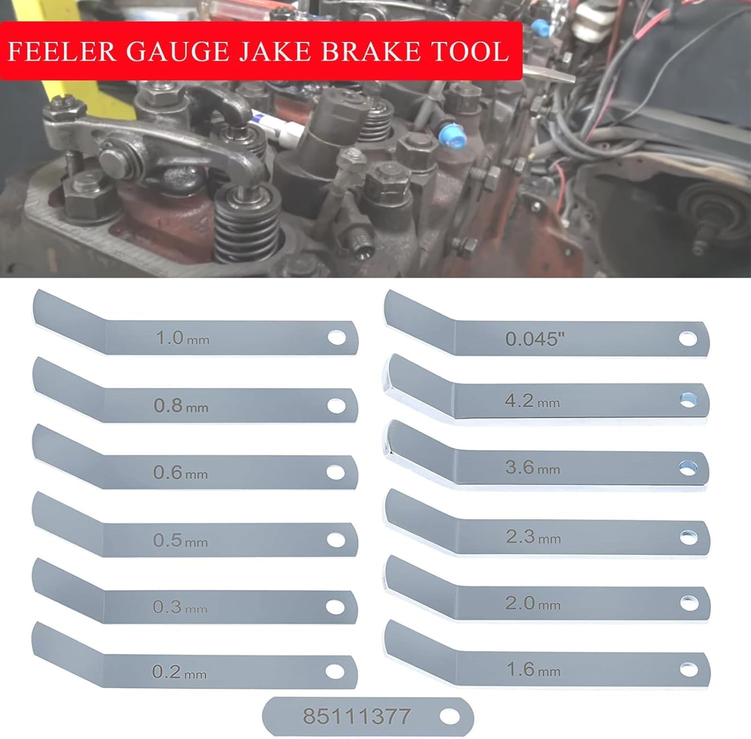 Feeler Gauge Jake Brake Tools for MP7 MP8 MP10 D12 D13 D16 Engine Intake and Exhaust Valve Adjustment Kit 88880053 88880052 85111377 14pc