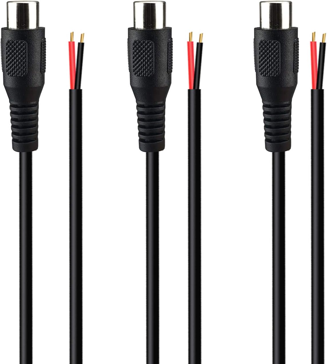 SIOCEN (3 Pack) Replacement RCA Female Jack Plug Connector Adapter to Bare Wire Open End Audio Video RCA Cable for Repair