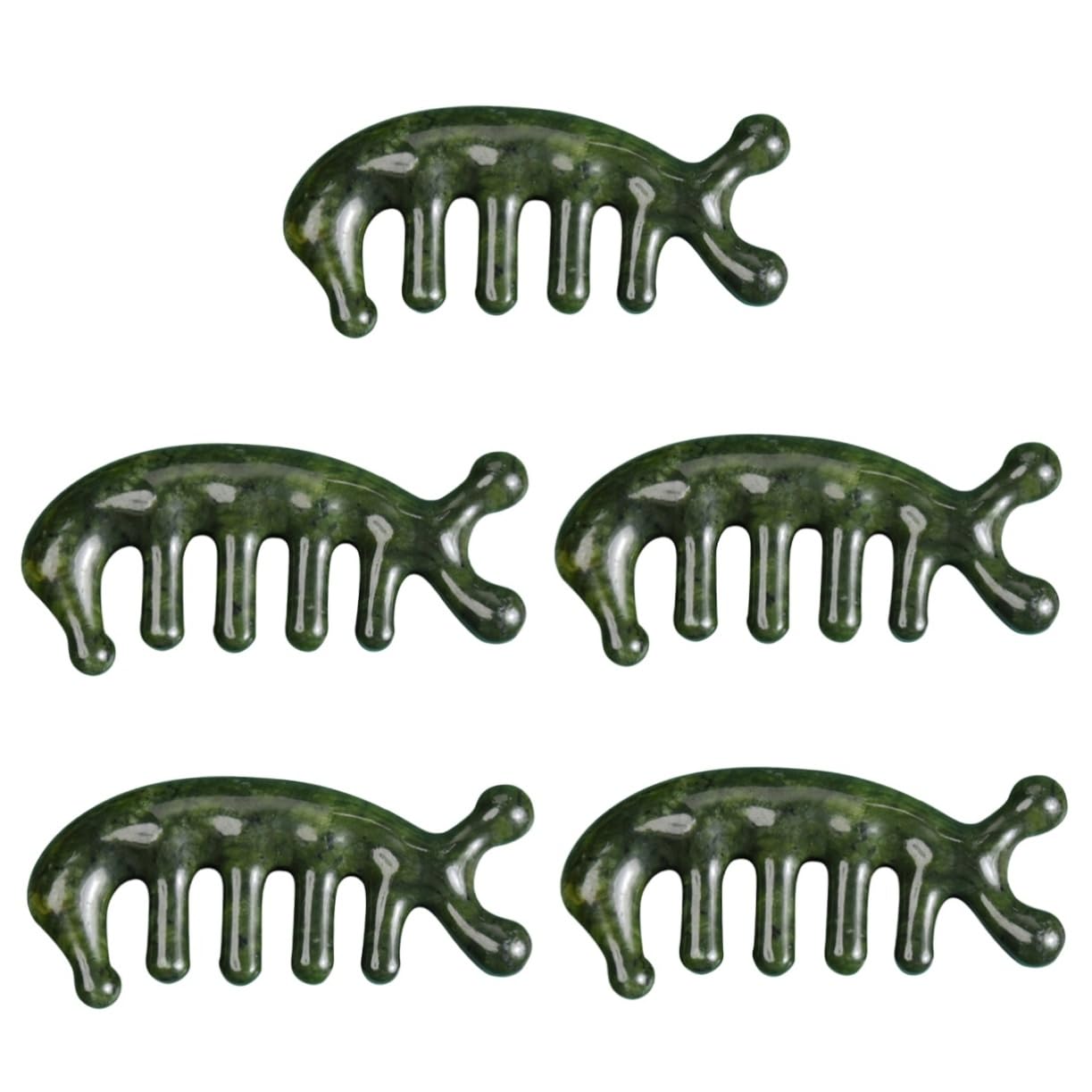 Beavorty 5stücke Jade Kopfhaut Massagebürste Kreative Fischform Handheld Massagekamm Für Entspannende Kopfhautmassage Tragbar Für Und Tägliche Anwendung