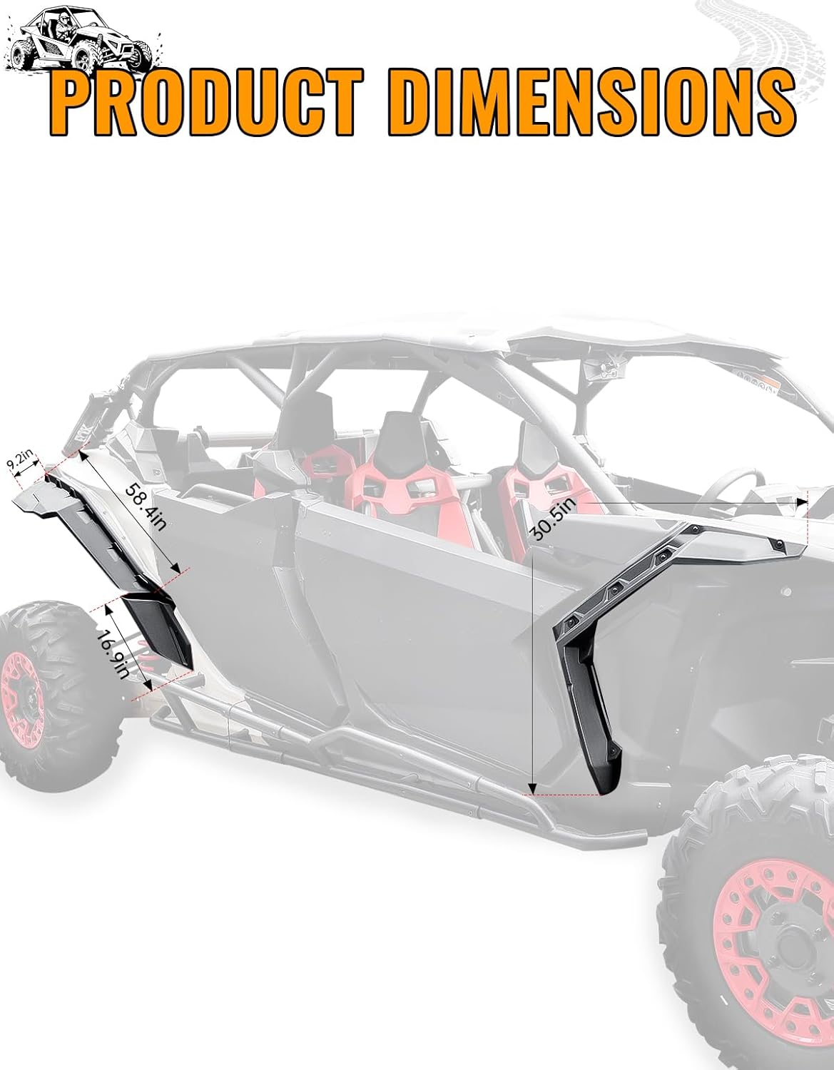 X3 Fender Flares Extended Mud Guards Accessories Compatible with Can-Am Maverick X3 Max DS RS Turbo RR 2017-2025 Front Rear Kit OEM Replacement #715002973 6PCS for 2/4 Doors Maverick 1000 2014-2017