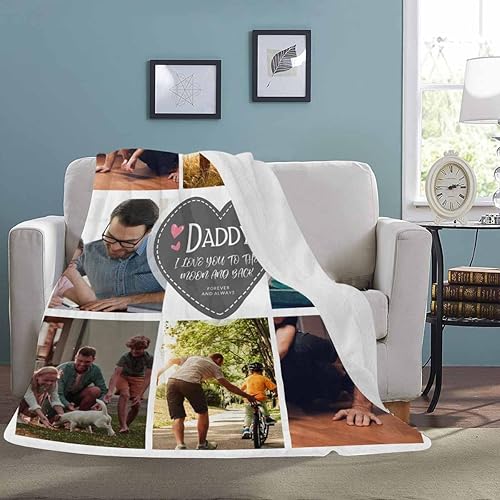 Vista 35 de Manta personalizada con texto fotográfico, manta personalizada para papá, manta con imagen personalizada para madre, padre, adultos, amigos, Design8
