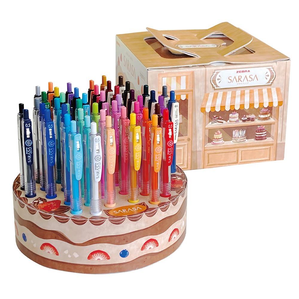 Zebra Gel Ballpoint Pen Gel Ink Sarasa Clip 0.5mm 48 Colors Cake-Shaped Pen Stand Set JJ15-48-CAKE
